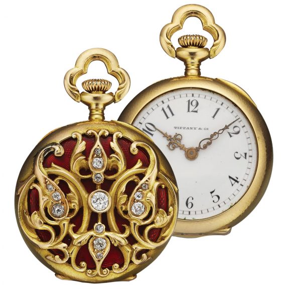 Elegant Swiss gold, enamel and diamond lady's watch Circa 1900 Elegant Swiss gold, enamel and diamond lady's watch Circa 1900
