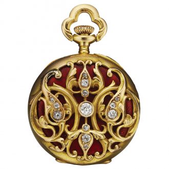 Elegant Swiss gold, enamel and diamond lady's watch Circa 1900