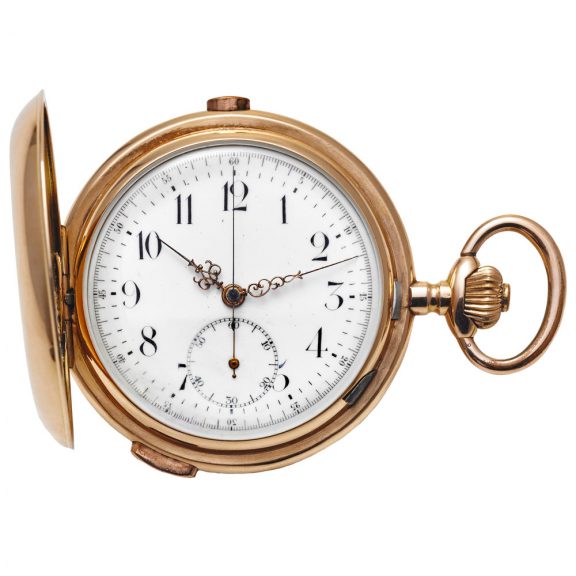 Swiss 14 carat gold quarter repeating chronograph Circa 1896