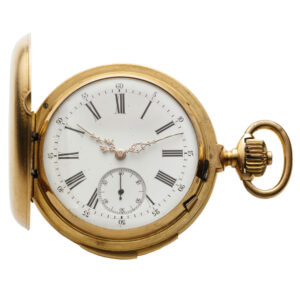 Swiss 18K gold minute repeating lever pocket watch Circa 1870