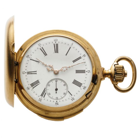 Swiss 18K gold minute repeating lever pocket watch Circa 1870