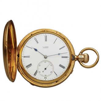 German 18 carat yellow gold hunting cased pocket watch Circa 1890