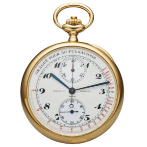 Swiss gold chronograph watch with pulsometer scale Circa 1915