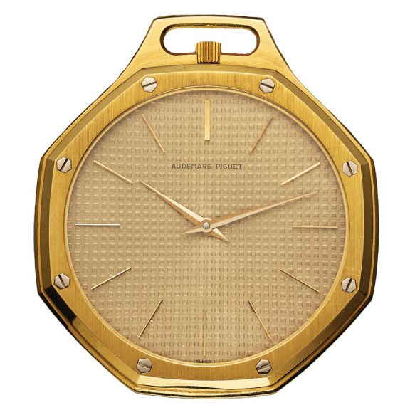 Unusual Swiss 18K gold octagonal pocket watch Circa 1980