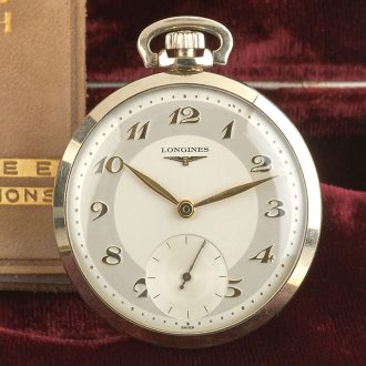 Swiss 14K yellow gold keyless pocket watch Circa 1954