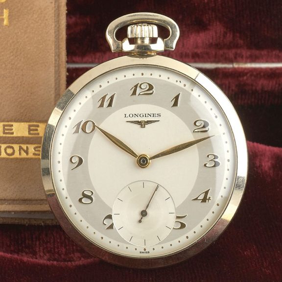 Swiss 14K yellow gold keyless pocket watch Circa 1954