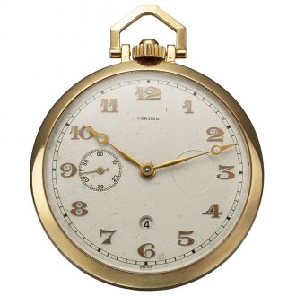 Swiss gold eight day going watch with power reserve Circa 1936