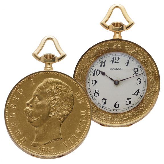 Swiss gold coin watch of King Umberto I of Italy Circa 1920 Swiss gold coin watch of King Umberto I of Italy Circa 1920