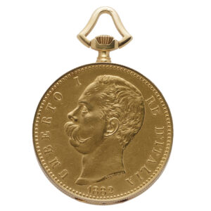 Swiss gold coin watch of King Umberto I of Italy Circa 1920