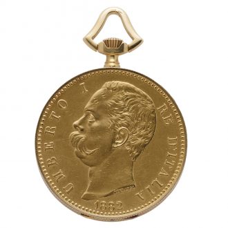 Swiss gold coin watch of King Umberto I of Italy Circa 1920