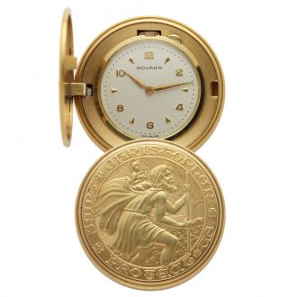 Swiss 18 carat gold St. Christopher coin watch Circa 1960