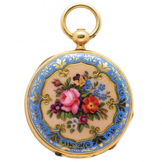French miniature gold and enamel pendant watch Circa 1850
