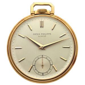 Swiss 18K gold keyless lever dress pocket watch Circa 1950