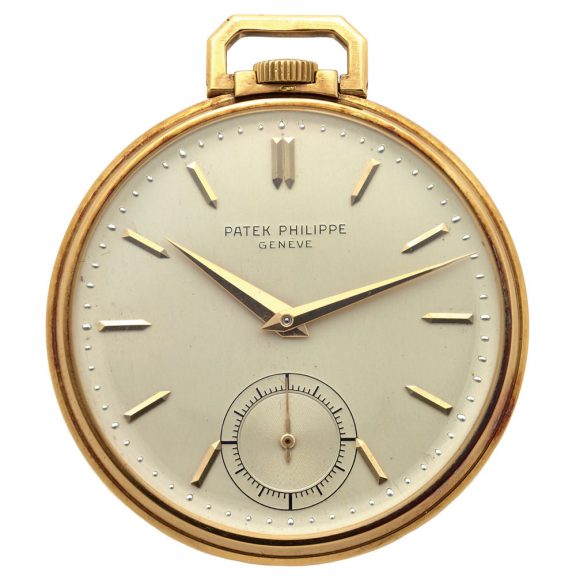 Swiss 18K gold keyless lever dress pocket watch Circa 1950