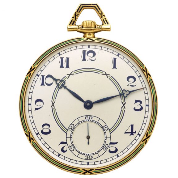 Swiss gold and enamel keyless dress watch Circa 1920