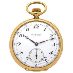 Swiss 18 carat gold open faced keyless lever watch Circa 1940