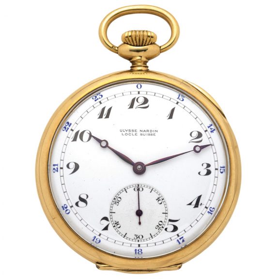 Swiss 18 carat gold open faced keyless lever watch Circa 1940