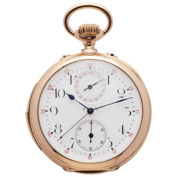 Swiss gold repeating chronograph with date and alarm Circa 1880
