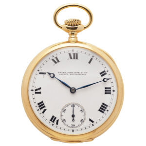 Swiss yellow gold open faced keyless dress watch Circa 1915