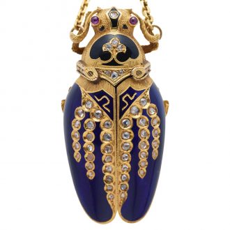 Swiss gold Art Nouveau beetle form pendant watch Circa 1900