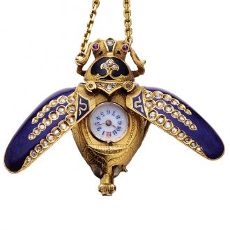 Swiss gold Art Nouveau beetle form pendant watch Circa 1900