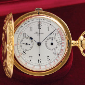 Swiss gold keyless lever chronograph pocket watch Circa 1920