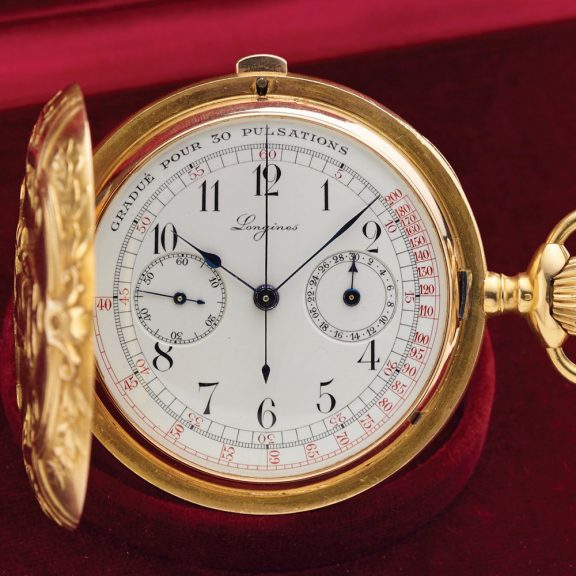 Swiss gold keyless lever chronograph pocket watch Circa 1920 Swiss gold keyless lever chronograph pocket watch Circa 1920