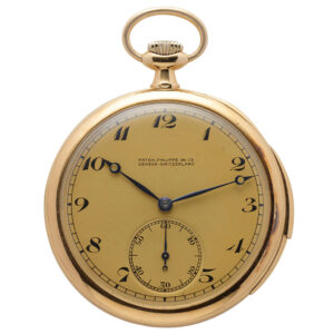 Swiss yellow gold minute repeating keyless pocket watch Circa 1920