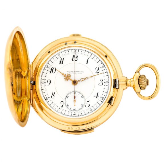 Swiss 18K gold minute repeating chronograph pocket watch Circa 1910