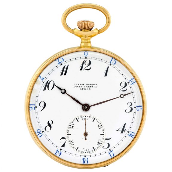 Swiss 18 carat gold open faced keyless lever watch Circa 1915