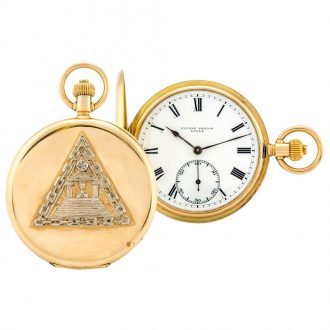 Swiss 18 carat gold Masonic keyless pocket watch Circa 1910