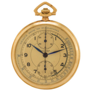 Swiss gold keyless dress watch with chronograph Circa 1940