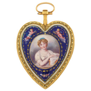 Unusual French gold and enamel heart shaped watch Circa 1800