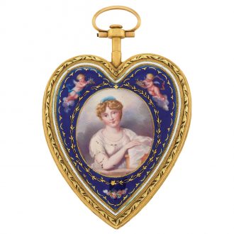 Unusual French gold and enamel heart shaped watch Circa 1800