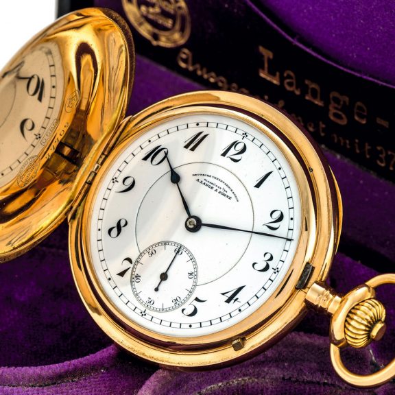 German 14K pink gold hunting cased pocket watch Circa 1910