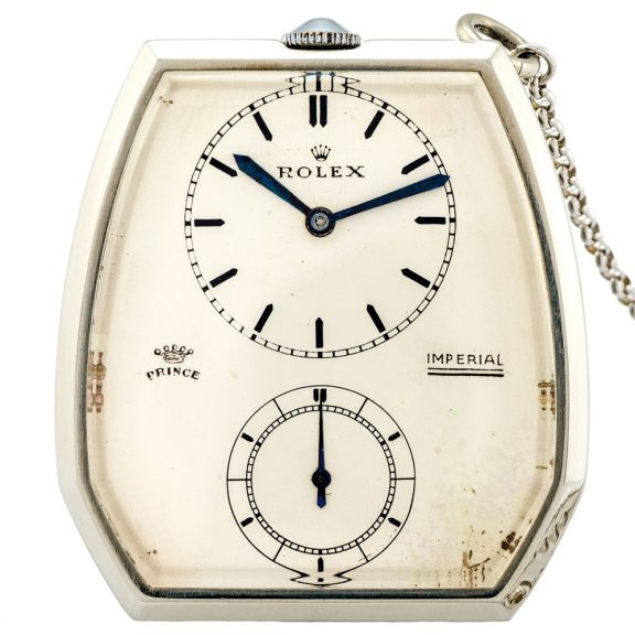 Swiss 18K white gold hexagonal dress watch with chain Circa 1931 Swiss 18K white gold hexagonal dress watch with chain Circa 1931