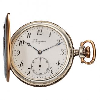 Swiss silver hunter with in relief Equestrian decoration Circa 1920