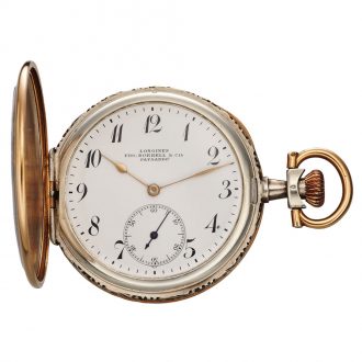 Swiss silver watch with in relief Equestrian decoration Circa 1920