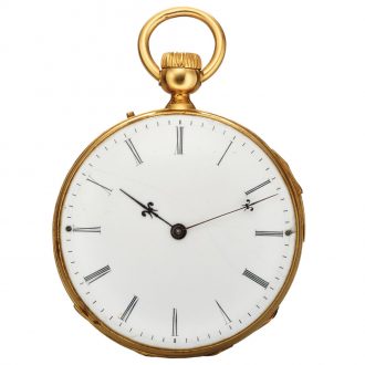 French 18K gold quarter repeating keyless pocket watch Circa 1890