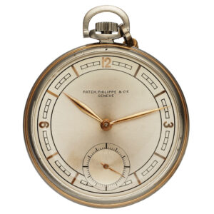 Swiss stainless steel and pink gold pocket watch Circa 1940