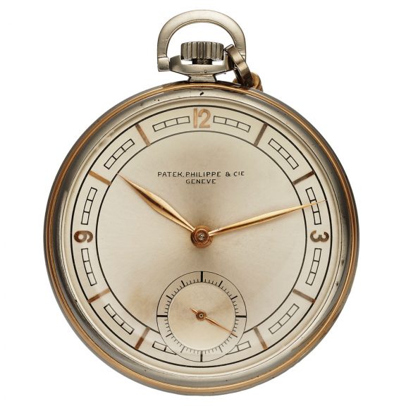 Swiss stainless steel and pink gold pocket watch Circa 1940