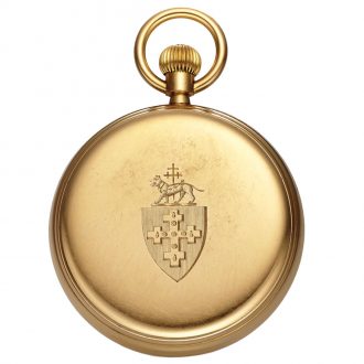Swiss 18K gold keyless pocket watch with power reserve Circa 1912