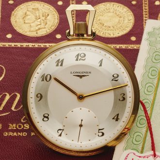 Swiss 14K yellow gold keyless pocket watch Circa 1950