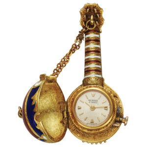 Swiss 18 carat gold and enamel mandolin form watch Circa 1970