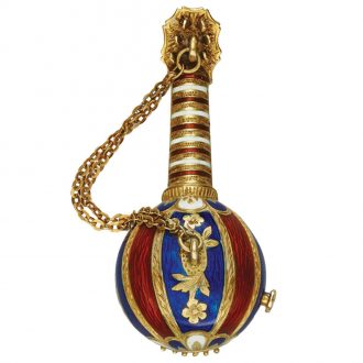 Swiss 18 carat gold and enamel mandolin form watch Circa 1970