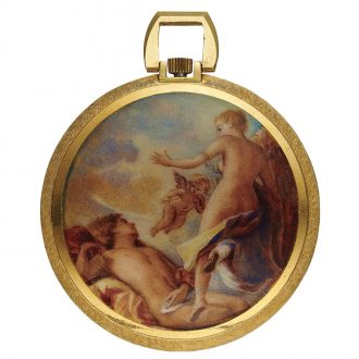 Exquisite Swiss gold and cloisonné enamel dress watch Circa 1970