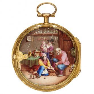 Fine French 20K gold and enamel verge pocket watch Circa 1760