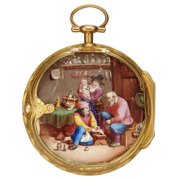 Fine French 20K gold and enamel verge pocket watch Circa 1760