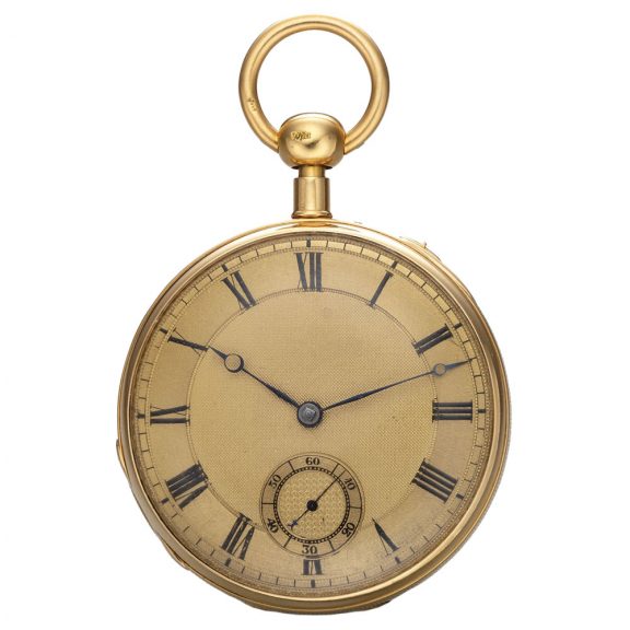 English 18K gold open faced lever pocket watch Circa 1839