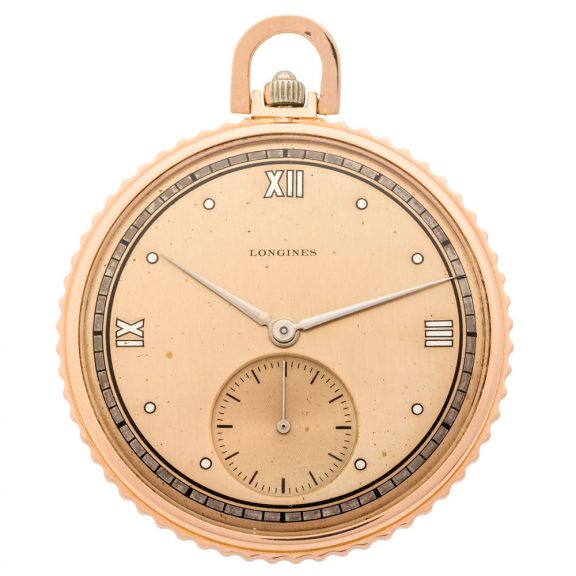 Swiss 18 carat pink gold keyless lever pocket watch Circa 1940